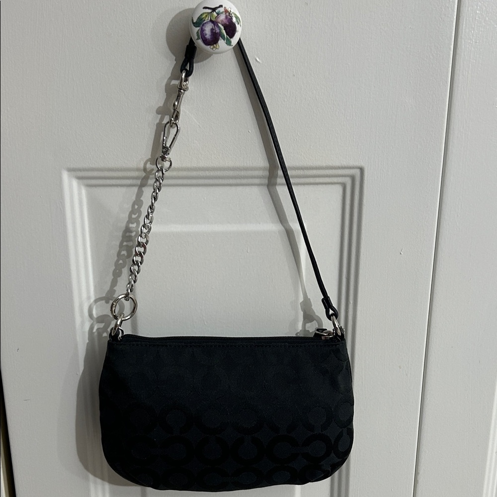 Coach Vintage Black Small Shoulder Bag with Silver Chain and Cherry Charm - Picture 4 of 7